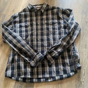 Wrangler Button Front Shirt Mens Size 2XL Black White Checked Flex Comfort